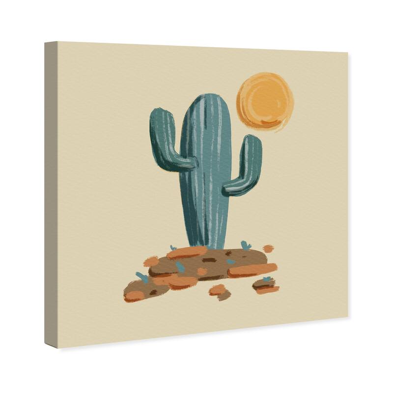 Wynwood Studio Canvas Nature and Landscape Sun and Cactus Green and Army Green Bohemian & Eclectic Wall Art Canvas Print