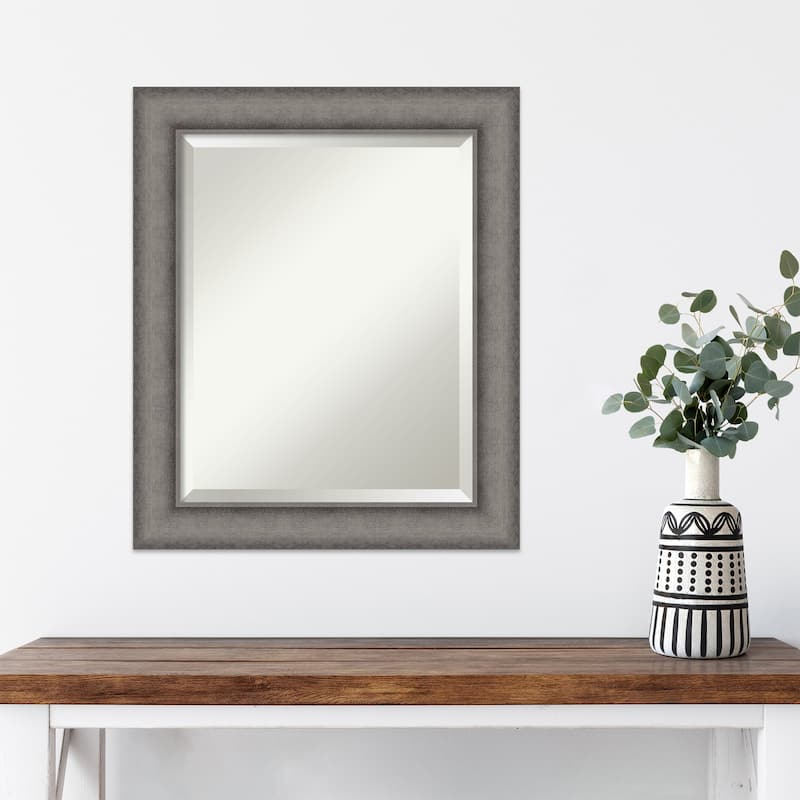 Burnished Concrete Beveled Wood Framed Wall Mirror - Burnished Concrete
