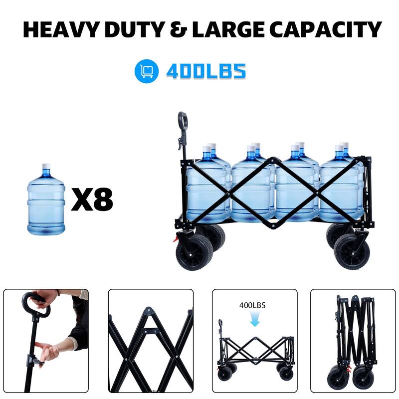 Foldable Wagon with Extended Tailgate and Wheels - N/A