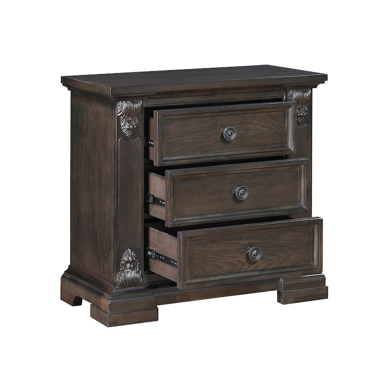 3-Drawers Nightstand Traditional Vintage 1pc
