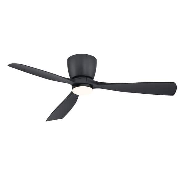 slide 2 of 7, Fanimation Klinch 52 inch Indoor/Outdoor Flush Mount Ceiling Fan with LED Light Kit with Remote - Black