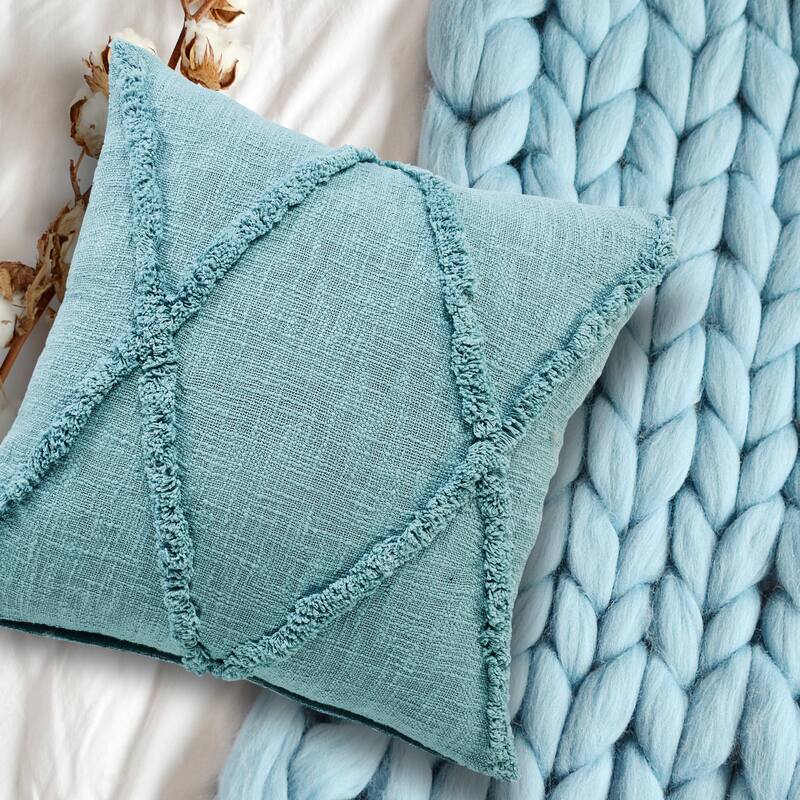Solid Decorative Diamond Tufted Cotton Throw Pillow