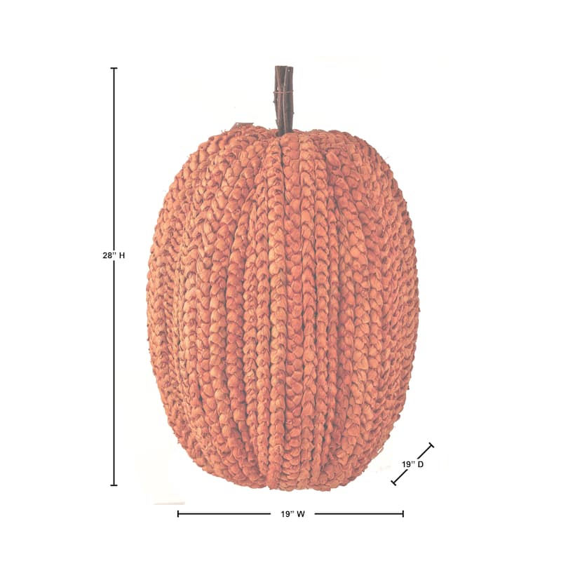 27.5" Display Basket Weave Pumpkin - 60%corn husk, 30%styrofoam, 10%twig