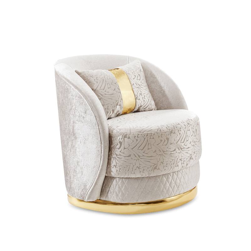 Furniture of America Maxine Glam Upholstered Solid Wood Swivel Chair