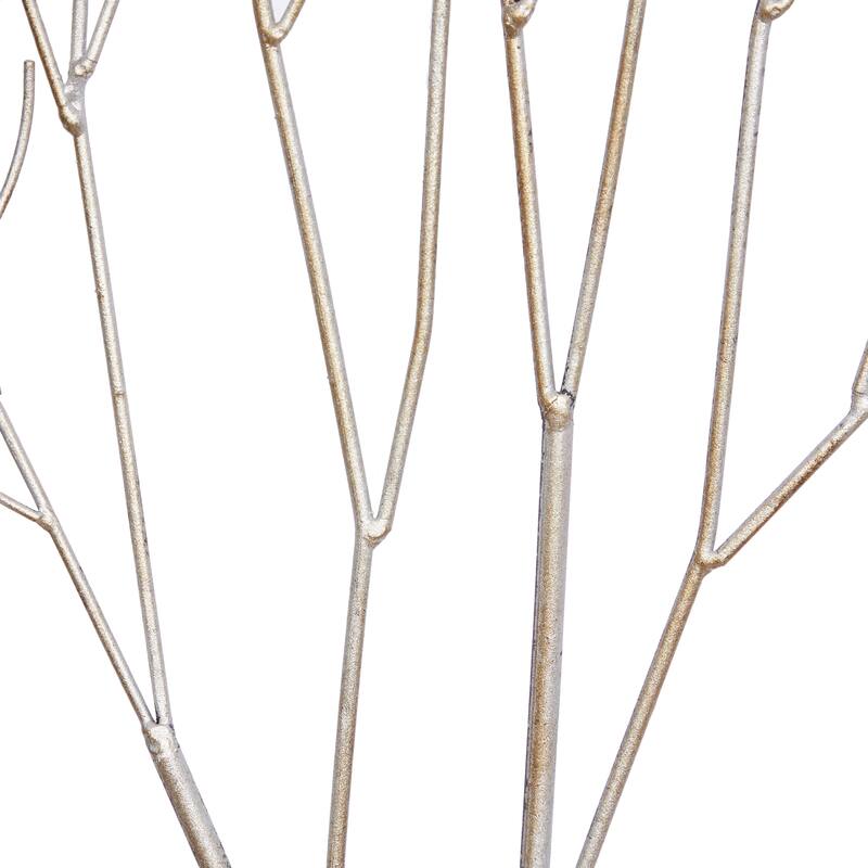 Black Metal Branch Tree Home Wall Decor with Metallic Copper, Silver, and Gold (Set of 3)