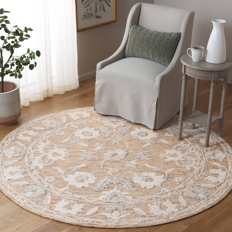 SAFAVIEH Handmade Marquee Isabella Modern & Contemporary Wool Rug - 6' Round - Rust/Blue