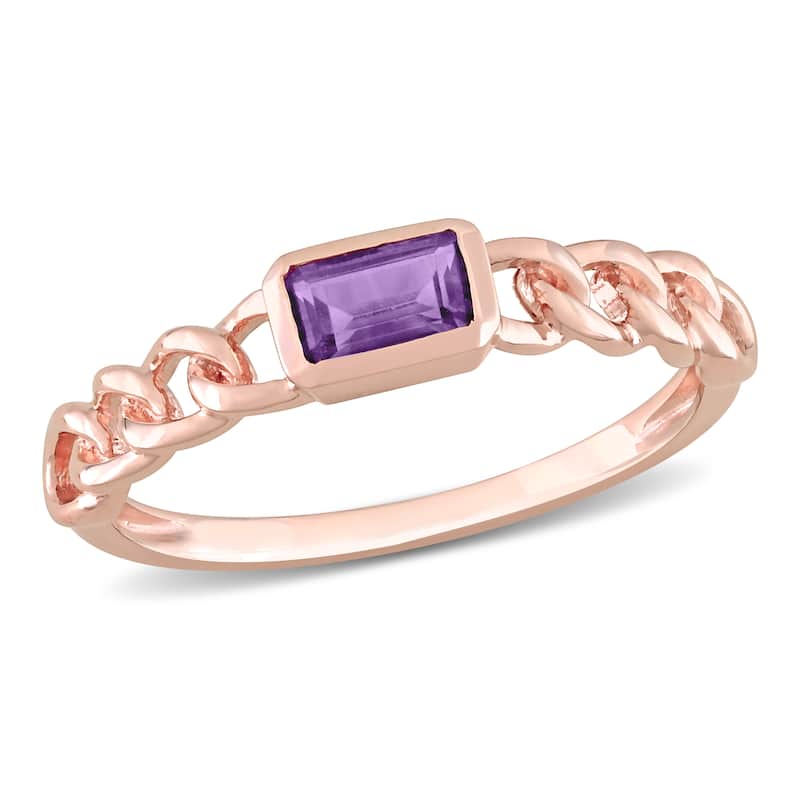 Miadora 1/3 CT TGW Amethyst-Africa Fashion Ring 14k Pink Gold