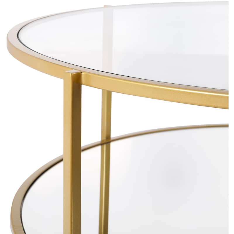 Alecsis Glass Round Coffee Table - 14"H x 36"W x 36"D