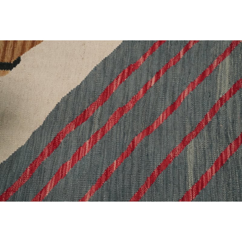 Hand Woven Oriental 100% Wool Carpet Southwestern Modern Brown Kilim Area Rug - 8' 1'' X 5' 0''