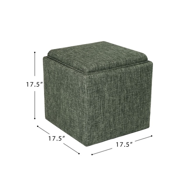 dimension image slide 0 of 5, HomePop Storage Ottoman with Tray Top