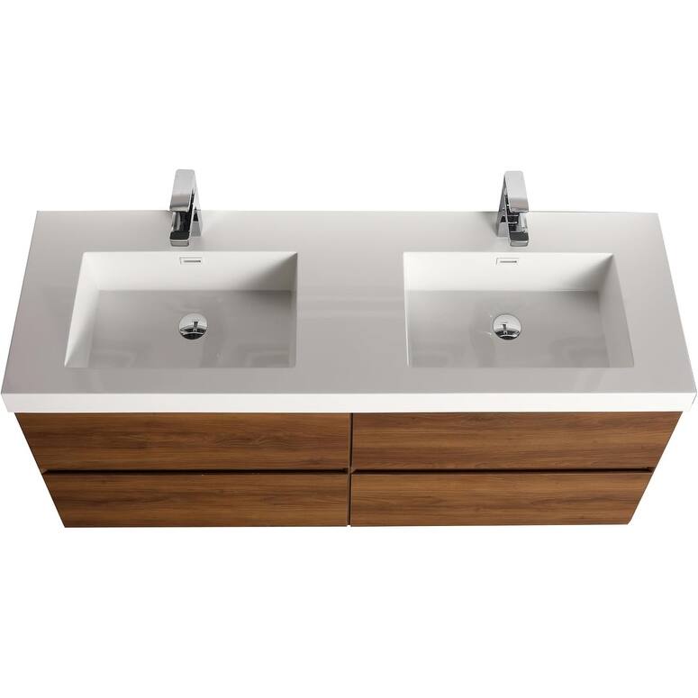 Blossom Wall Mounted Floating Bathroom Vanity with Double Acrylic Sink