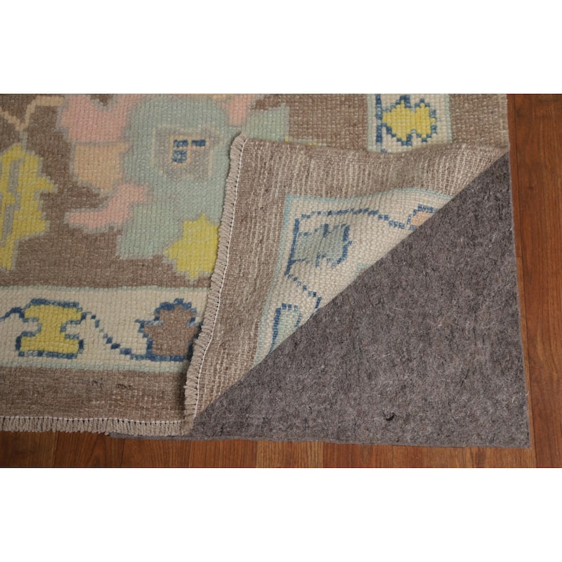 Hand Knotted Oriental 100% Wool Carpet Transitional All-Over Brown Oushak Area Rug - 13' 6'' X 10' 5''