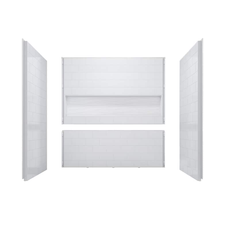60" x 32" 4-Piece Direct-to-Stud Alcove Tub Surround in White