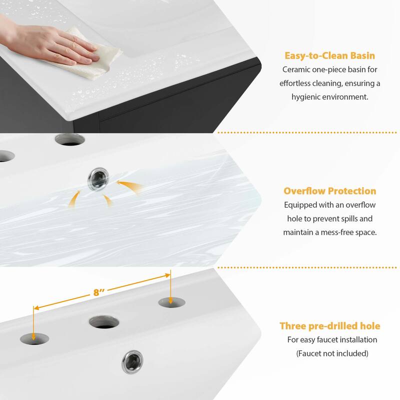 30-Inch Bathroom Vanity with Ceramic Sink