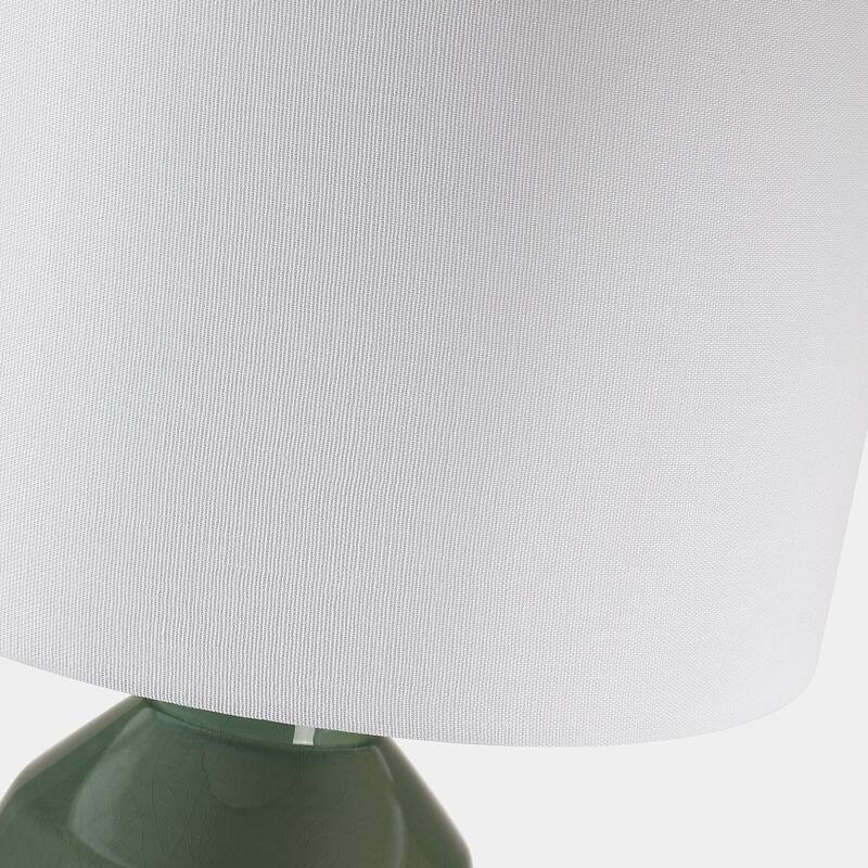 Celadon 3-Way Ceramic Table Lamp with White Drum Shade - 26.5 in. H