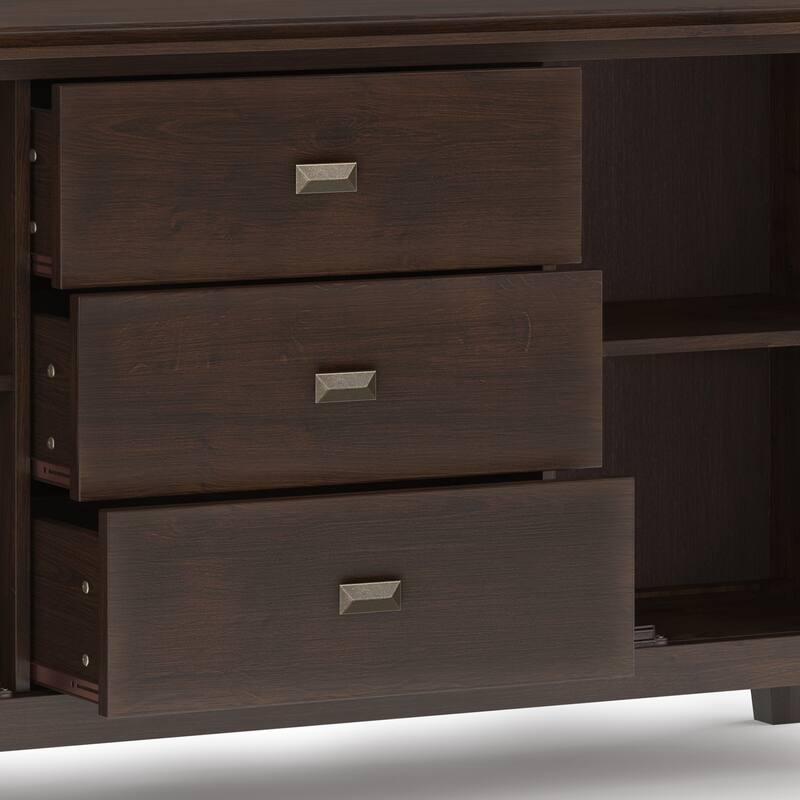 WYNDENHALL Stratford SOLID WOOD 60" Wide Contemporary Sideboard Buffet in Russet Brown - 17"d x 60"w x 30"h