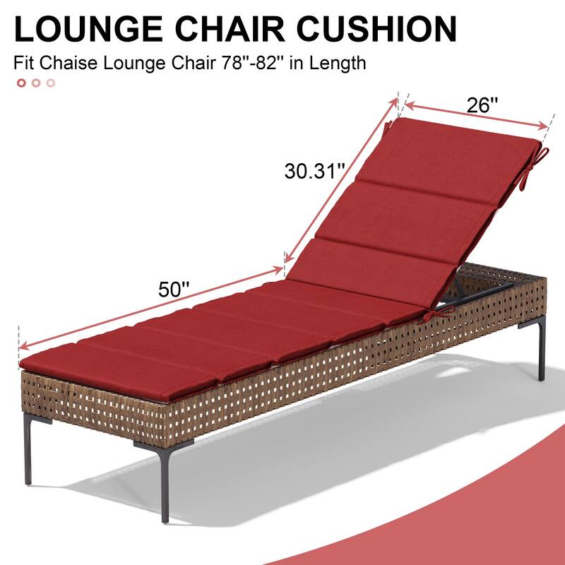 Outdoor Patio Chaise Lounge Cushion Lounger Cushion