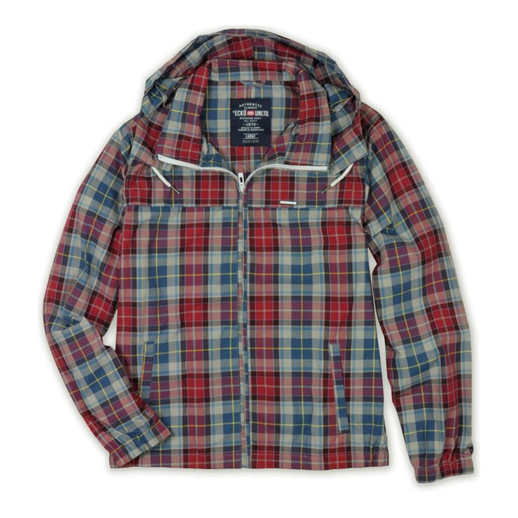 Ecko Unltd. Mens Cross Country Plaid Windbreaker Jacket, Blue, X-Small