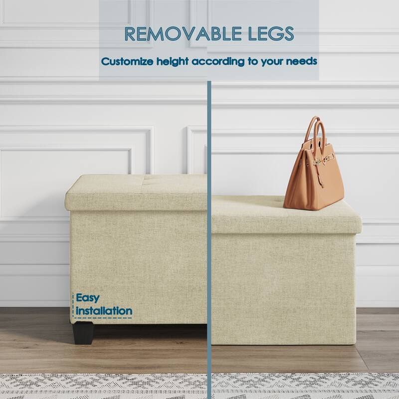 Empyrean Tuffted Folding Foot Rest Storage Ottoman Bench with Storage Bins