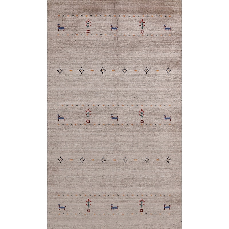 Little Animals Design Gabbeh Oriental Rug Hand-Knotted Wool Carpet - 3'0" x 4'11"