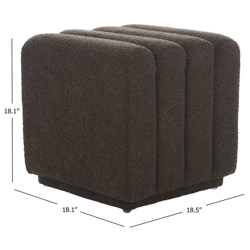 SAFAVIEH Joseph Upholstered Channel Tufted Square Ottoman, Fully Assembled
