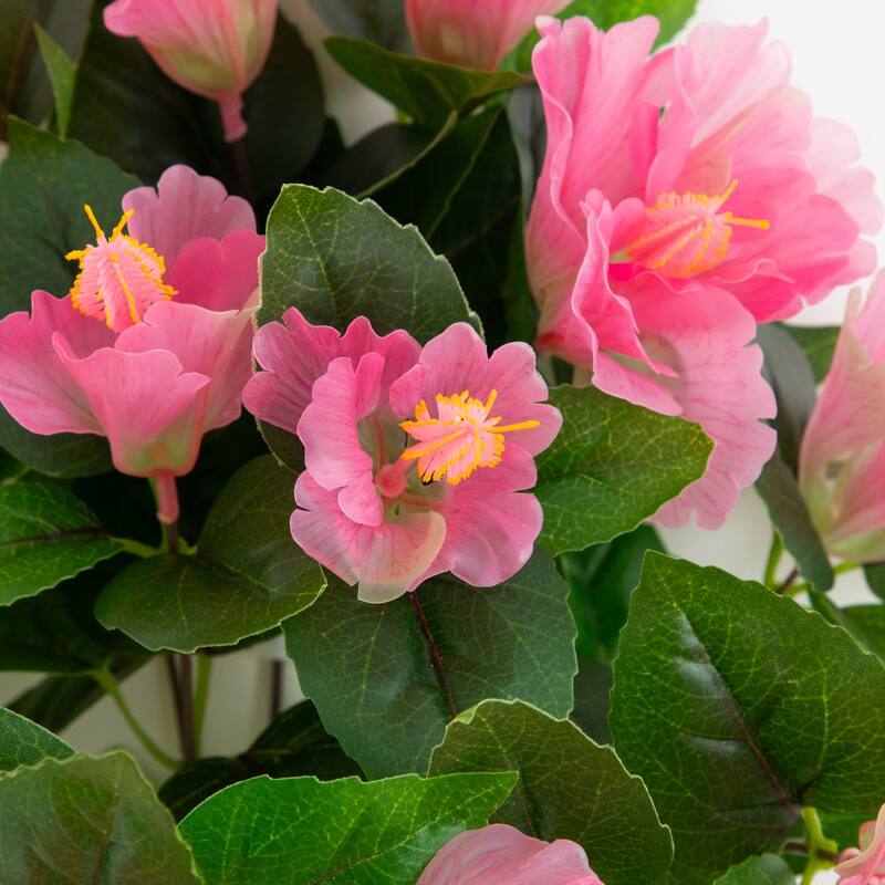 19-in UV Resistant Artificial Hibiscus Bush - Set of 3