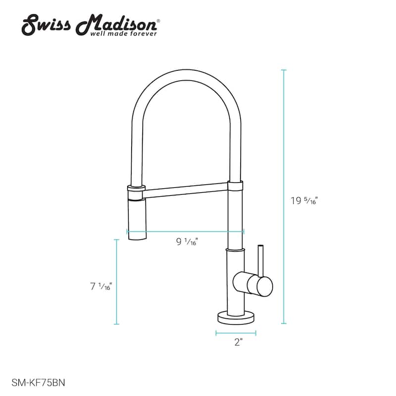 Swiss Madison SM-KF75 Troyes 1.5 GPM Single Hole Pre-Rinse Pull Down
