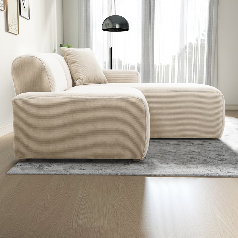 Daron Mid-Century Modern Sectional Corduroy Sofa