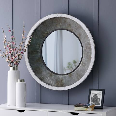 FirsTime & Co. Cedar Hill Farmhouse Mirror, American Crafted, Antique Silver, Fir Wood, 31.5 x 4 x 31.5 in