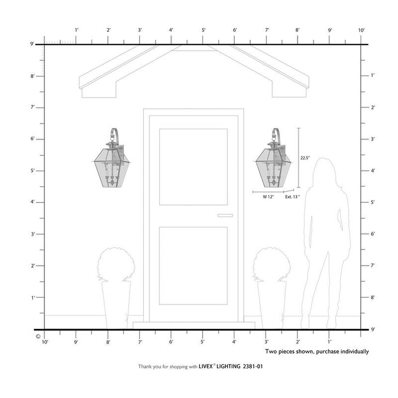 Livex Lighting 3-light Antique Brass Outdoor Wall Lantern, 2381-01 - 12" W x 22.5" H x 13" Ext.