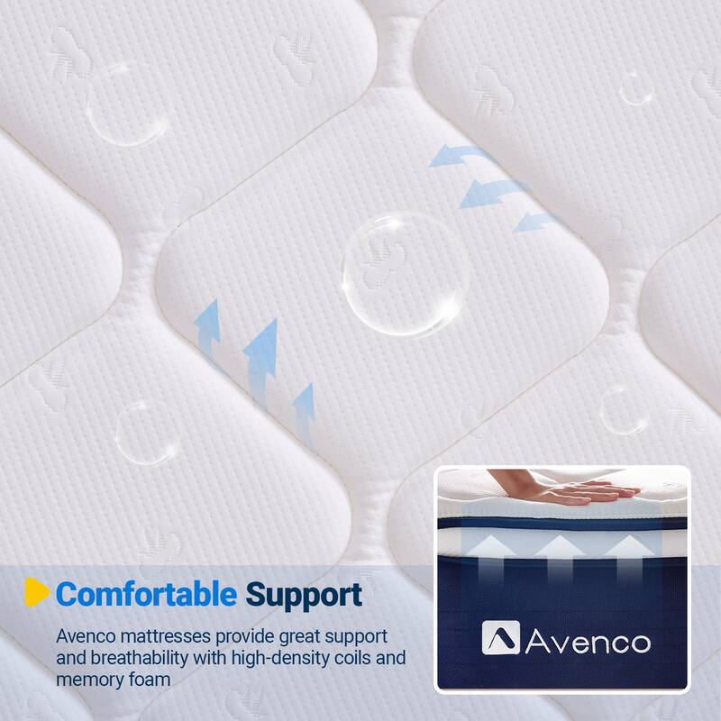 Avenco 10" Adult Supportive Pocketed Coils Memory Foam Hybrid Mattress