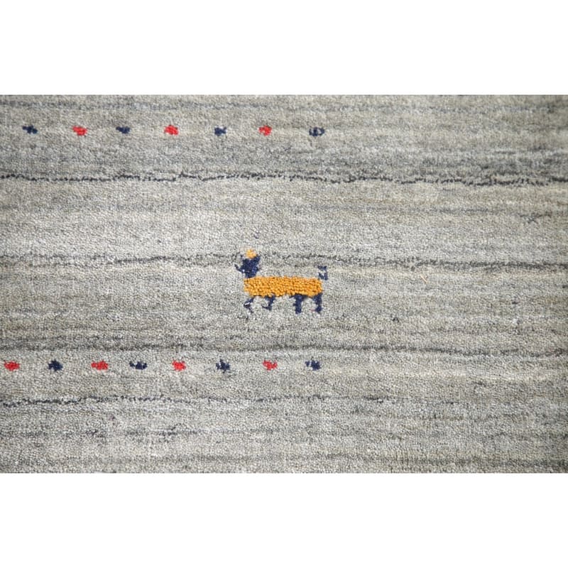 Tribal Gabbeh Area Rug Hand-Knotted Wool Carpet - 8'4"x 9'8"