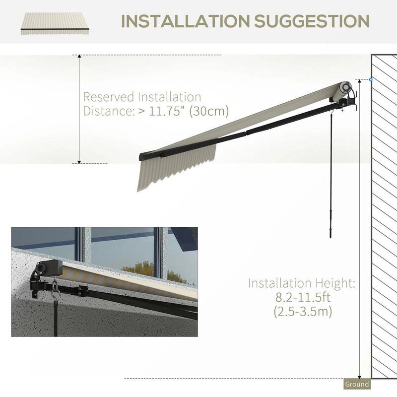 8' x 6.5' Retractable Awning, 280gsm UV Resistant Sunshade Shelter