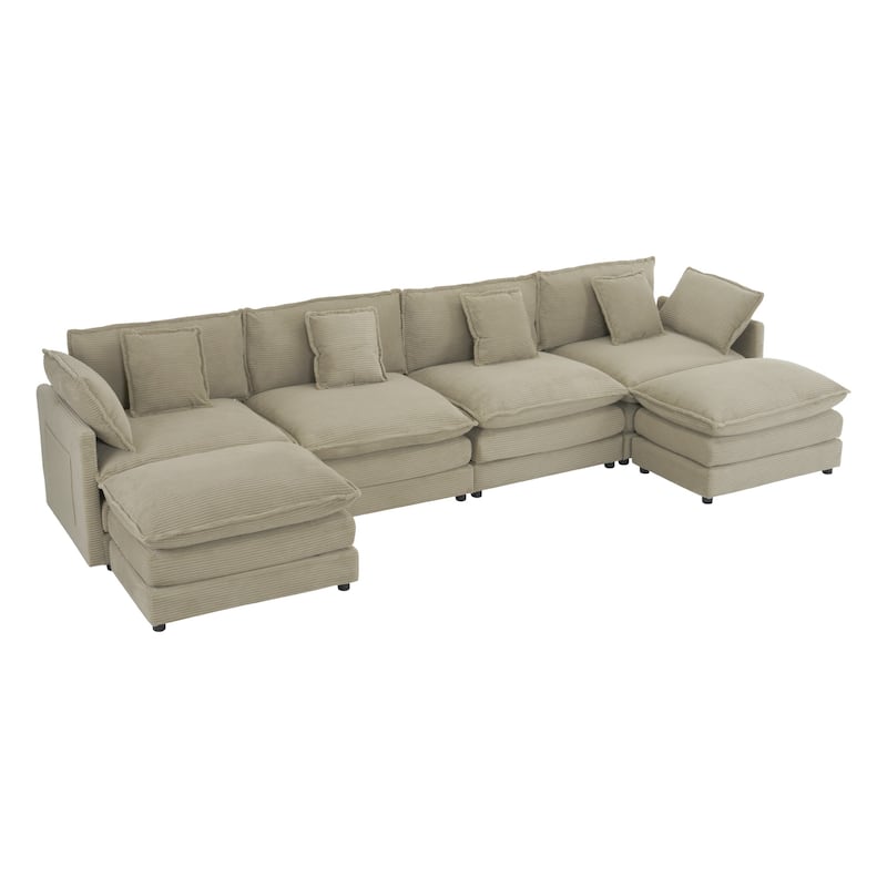 Convertible Sectional Sofa Cloud Couch U-Shaped Modular Sofa Sleeper