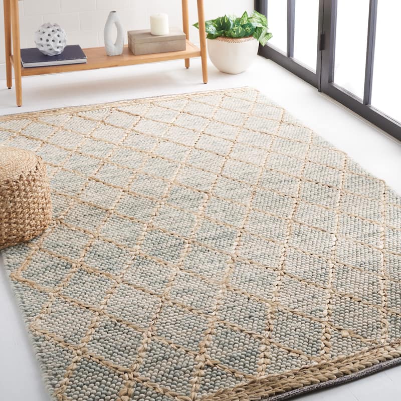 SAFAVIEH Handmade Natura Adorata Trellis Wool Rug - 5' x 8' - Teal/Natural - Rectangle