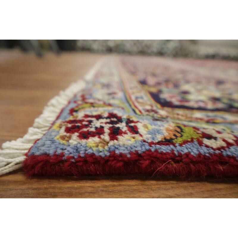 Hand Knotted Oriental 100% Wool Carpet Traditional Floral Red Kashan Area Rug - 12' 7'' X 9' 1''