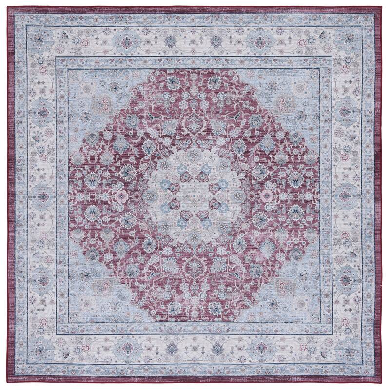 SAFAVIEH Tucson Machine Washable Slip Resistant Izora Traditional Rug - 6' Square - Rust/Beige