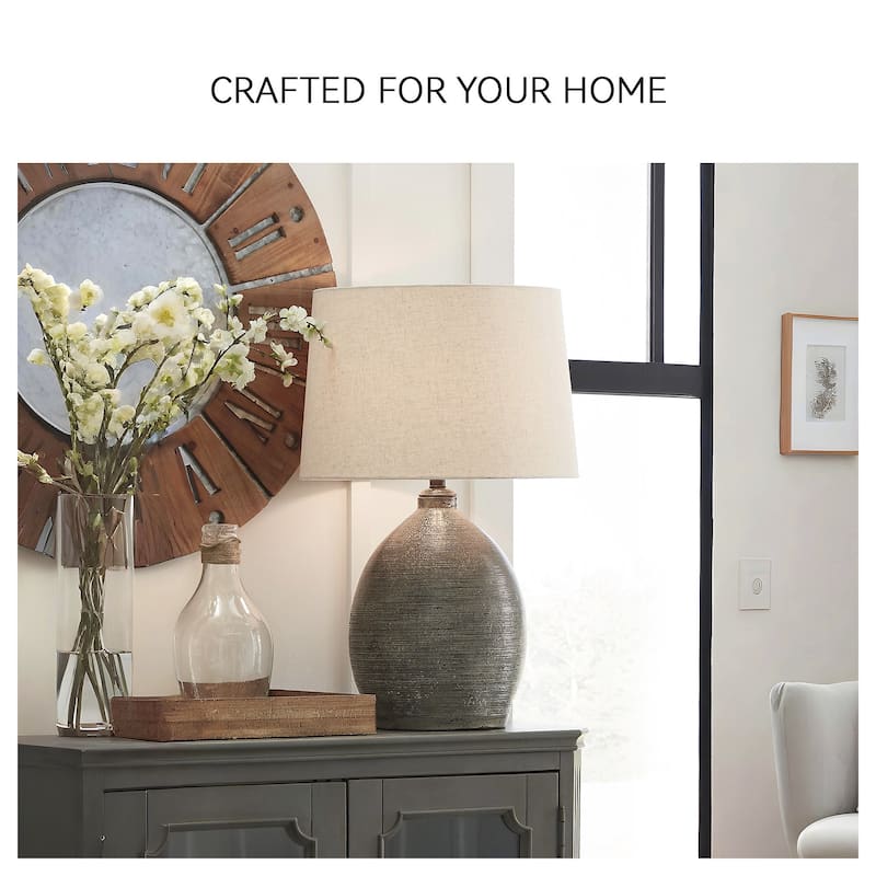 Joyelle Gray Terracotta Table Lamp - 17"W x 17"D x 28"H