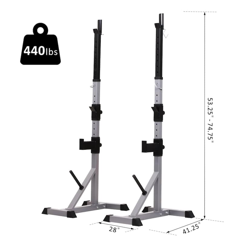 Soozier Steel 2-piece Height Adjustable Barbell Squat Rack/Bench Press - N/A