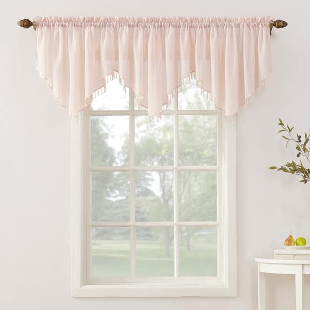 No. 918 Erica Sheer Crush Voile Single Ascot Curtain Valance - 51x24 - Blush