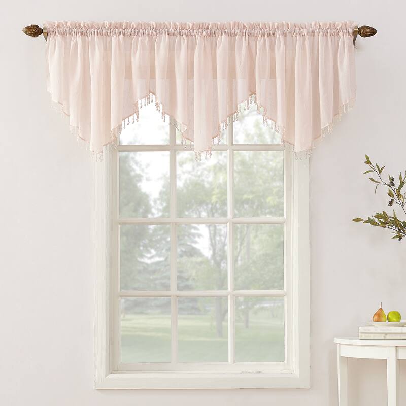No. 918 Erica Sheer Crush Voile Single Ascot Curtain Valance - 51x24 - Blush