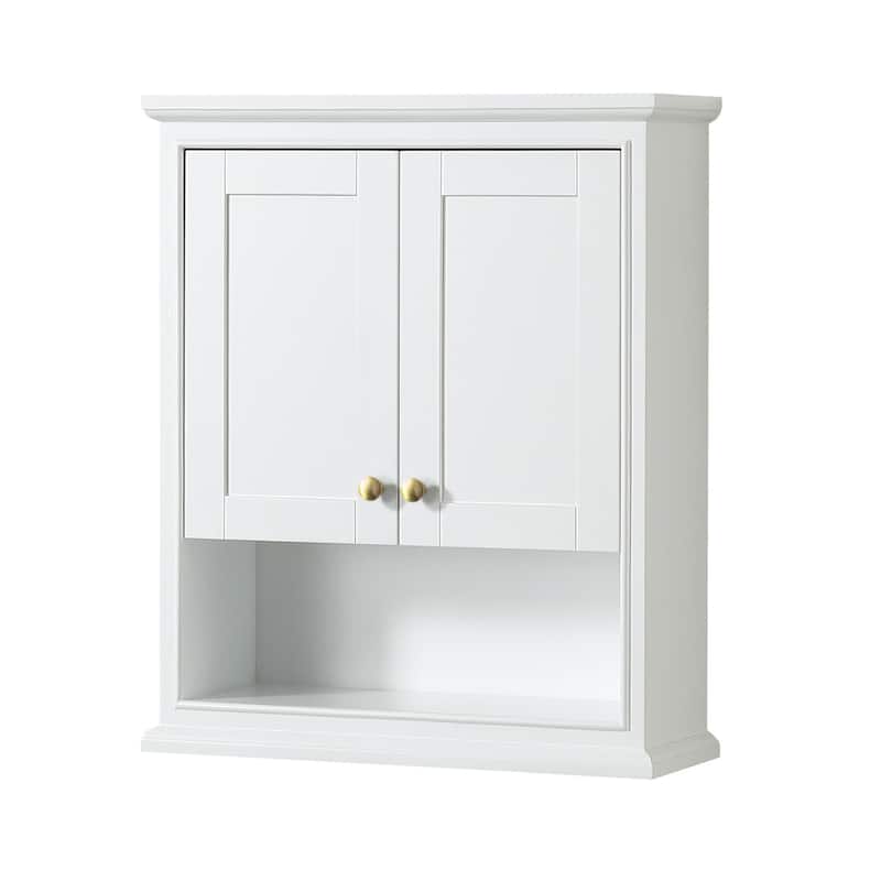 Wyndham Collection Deborah 30" Wood Wall Mounted Bathroom Cabinet - White / Brushed Gold Hardware