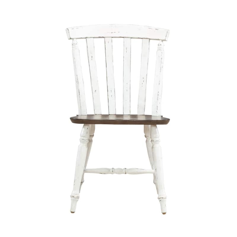 Al Fresco White Oak Slat Back Side Chairs for Dining Room Set of 2 - Width 19" x Depth 19" x Height 35"