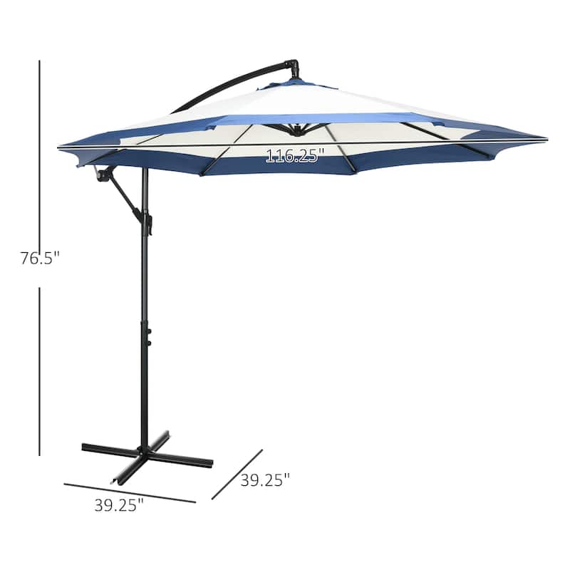 Outsunny 10FT Cantilever Umbrella, Offset Patio Umbrella with Crank and Cross Base for Deck, Backyard