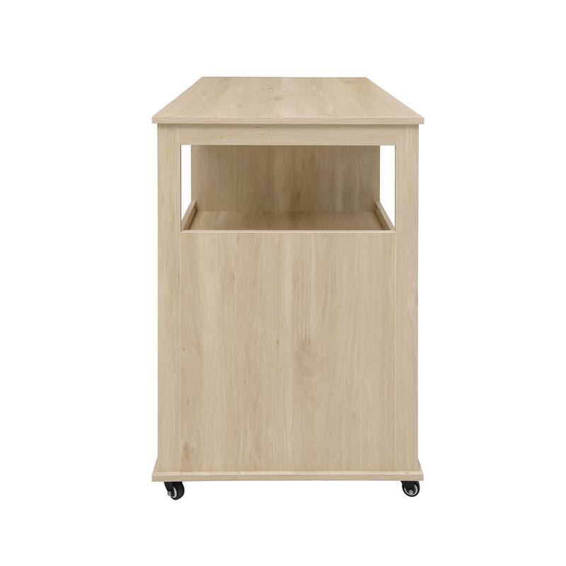 Kitchen Island Rolling Serving Utility Cart with Storage Drawer, Wine Rack and Lockable Casters, Kitchen Cart for Kitchen, Bar