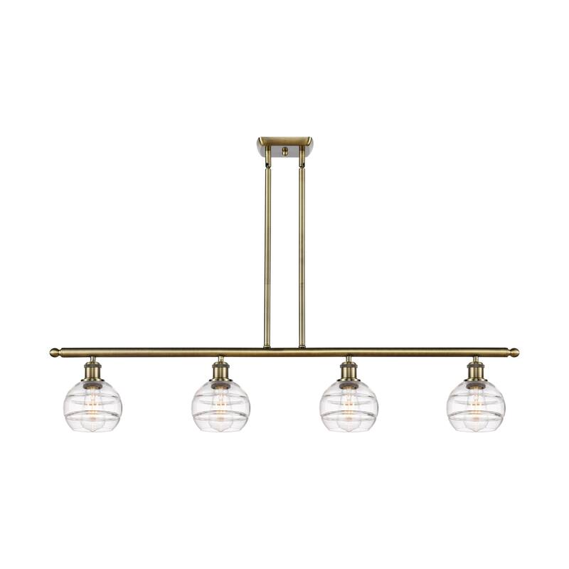 Innovations Lighting 516-4I-8-48 Rochester Linear Rochester 4 Light - Antique Brass / Clear