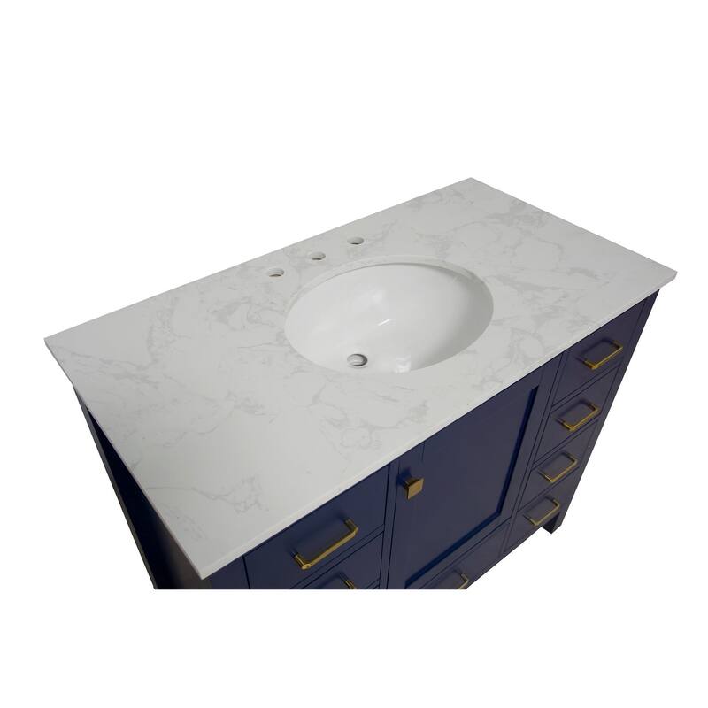 KitchenBathCollection Horizon 42" Bathroom Vanity with Engineered Carrara Top