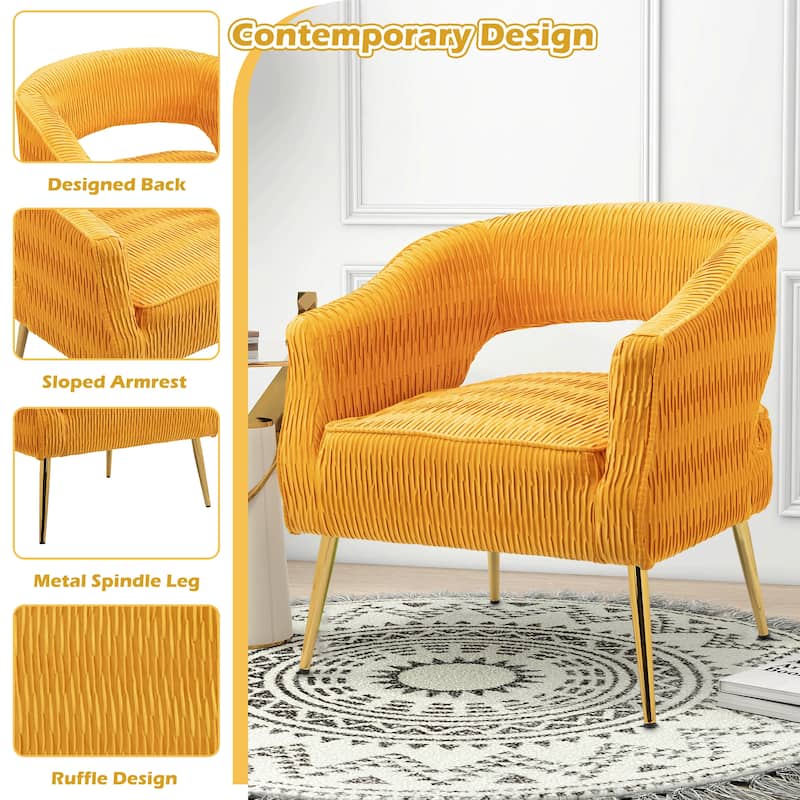 Contemporary Upholstered Ruffle Accent Chair