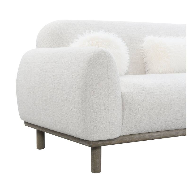 Mid Century Modern Oat Finish 1pc Sofa with Accent Pillows