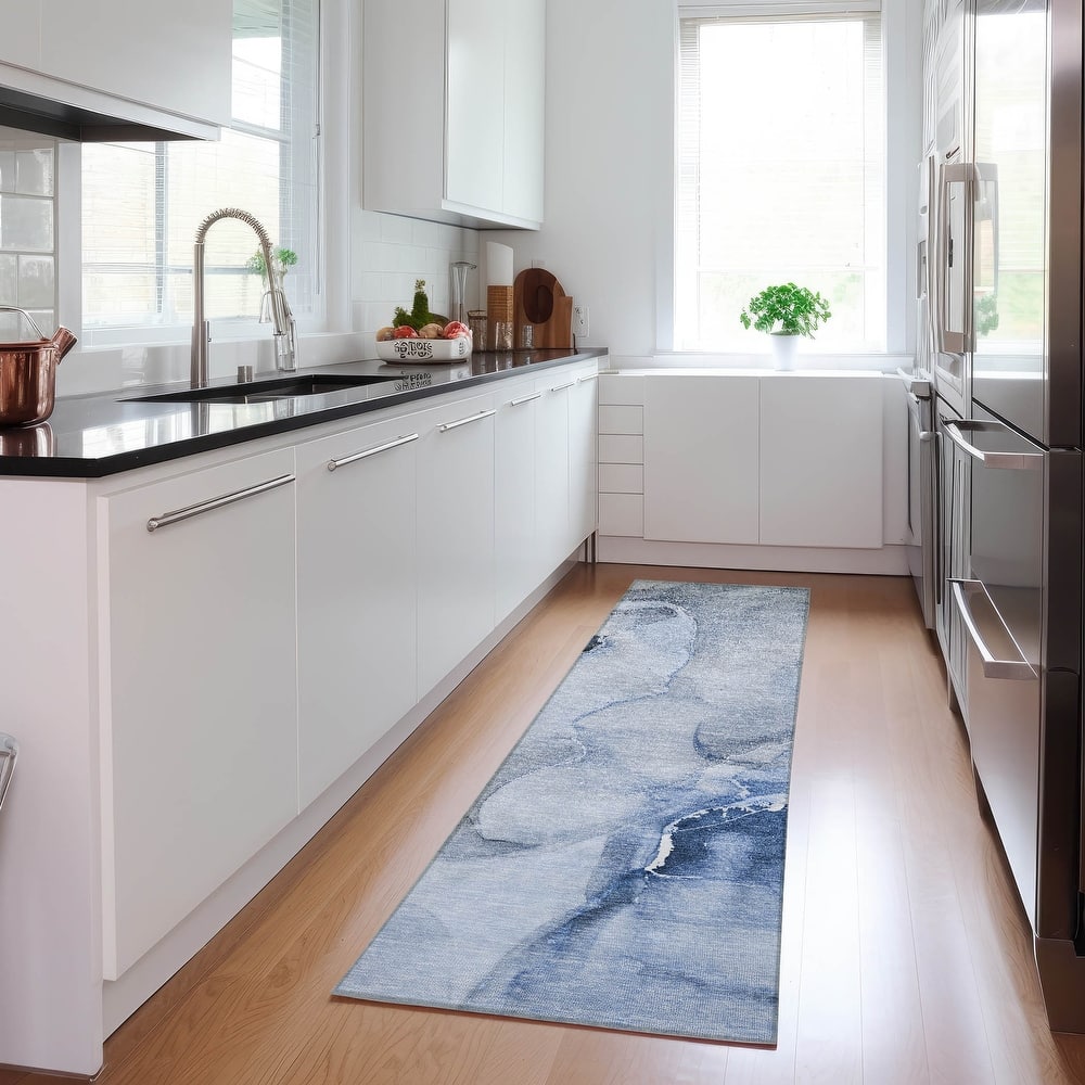 Machine Washable Indoor/ Outdoor Abstract Chantille Rug